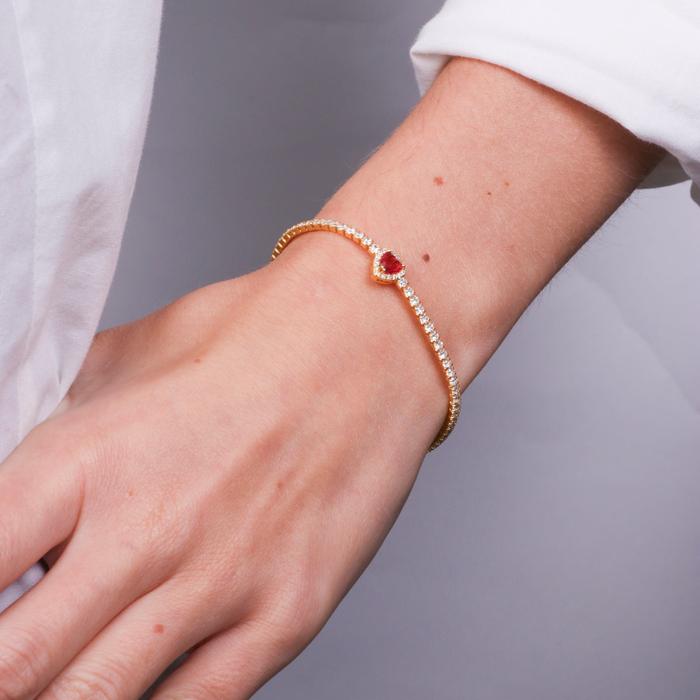 Bracciale in Argento 925 con fiori fucsia e zirconi