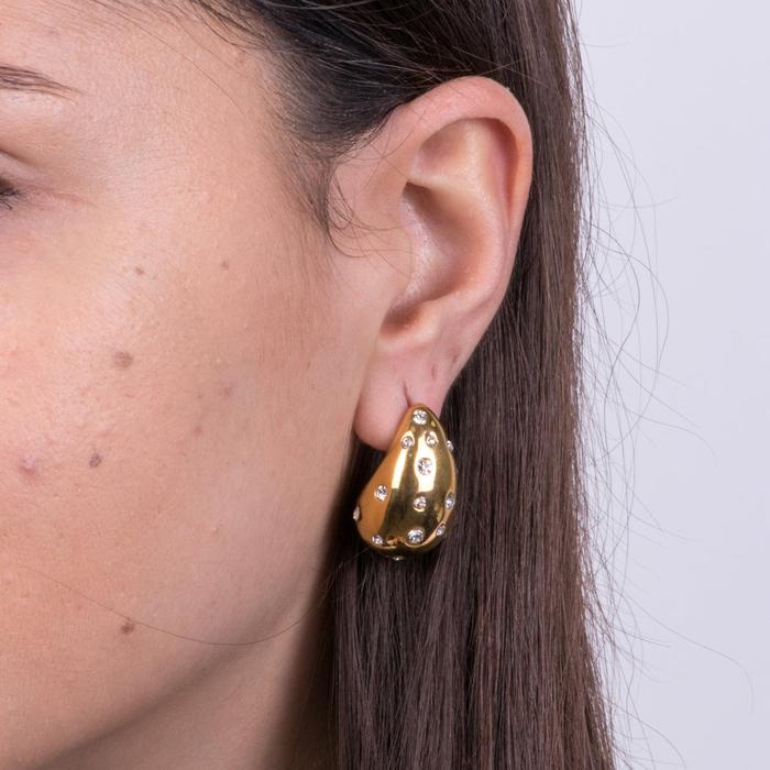 Boucles d'oreilles pendantes en acier avec cristaux