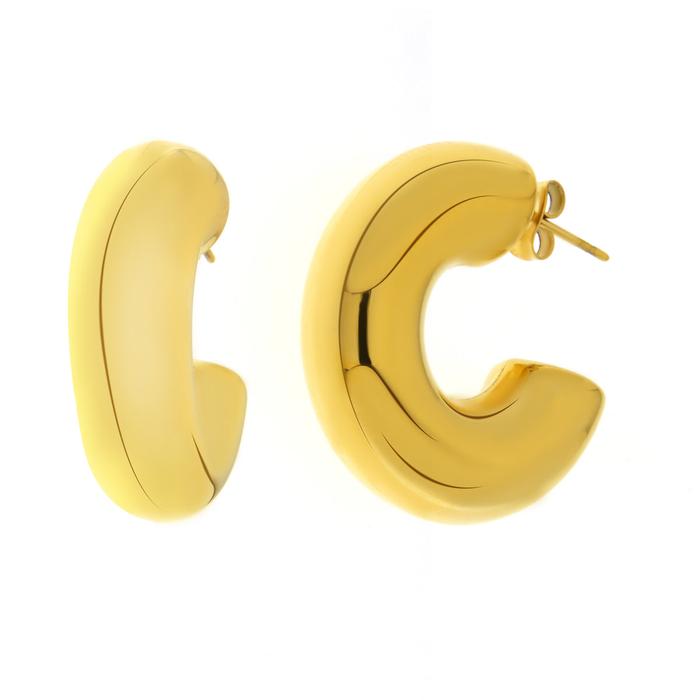 Boucles d'oreilles créoles lisses en acier plaqué or