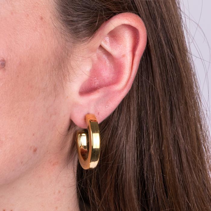 Boucles d'oreilles en acier demi-cercles écrasés