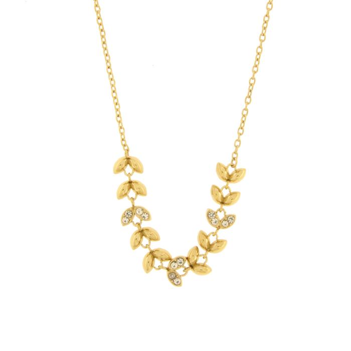 Collier en acier avec feuilles et zircone