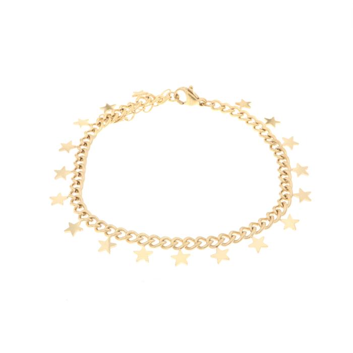 Bracelet en acier avec pendentifs en forme d'étoile