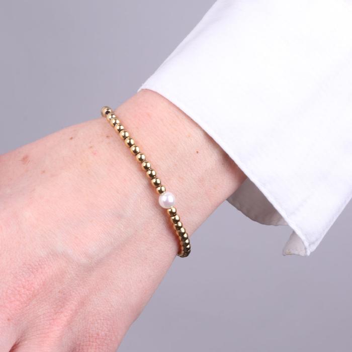 Bracciale in Acciaio sfere con perla