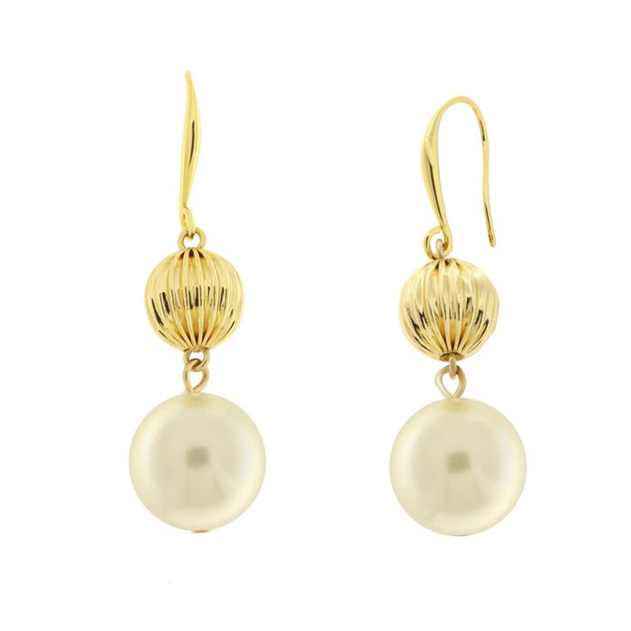 Boucles d'oreilles en métal avec pendentif perle