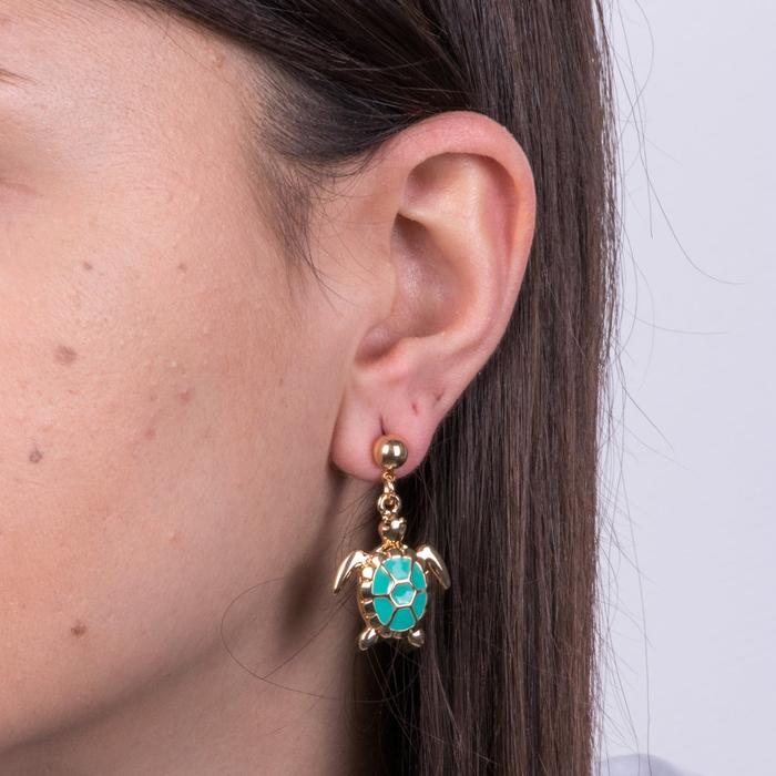 Boucles d'oreilles en métal tortue d'eau verte
