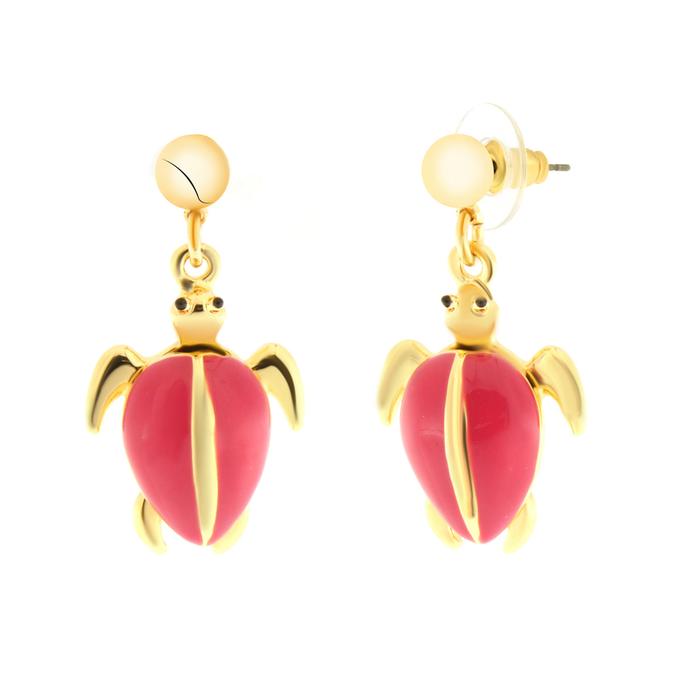 Pink Tortoise Metal Earrings
