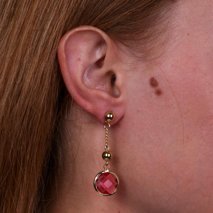 Boucles d'oreilles en métal avec pendentif en cristal rose