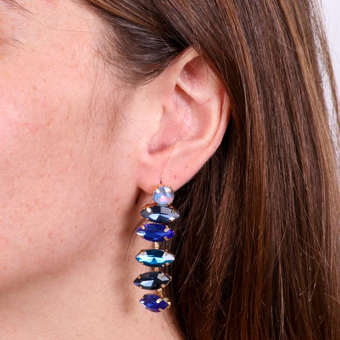 Orecchini in Metallo con cristalli nelle sfumature del blu
