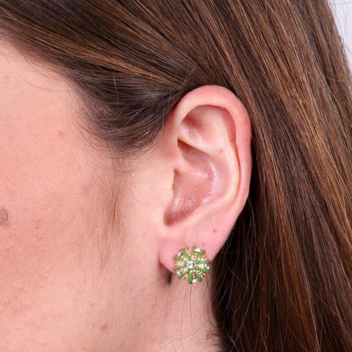 Orecchini in Metallo a lobo con ricci verdi