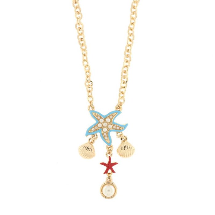 Collana in Metallo con pendente stella marina e conchiglie