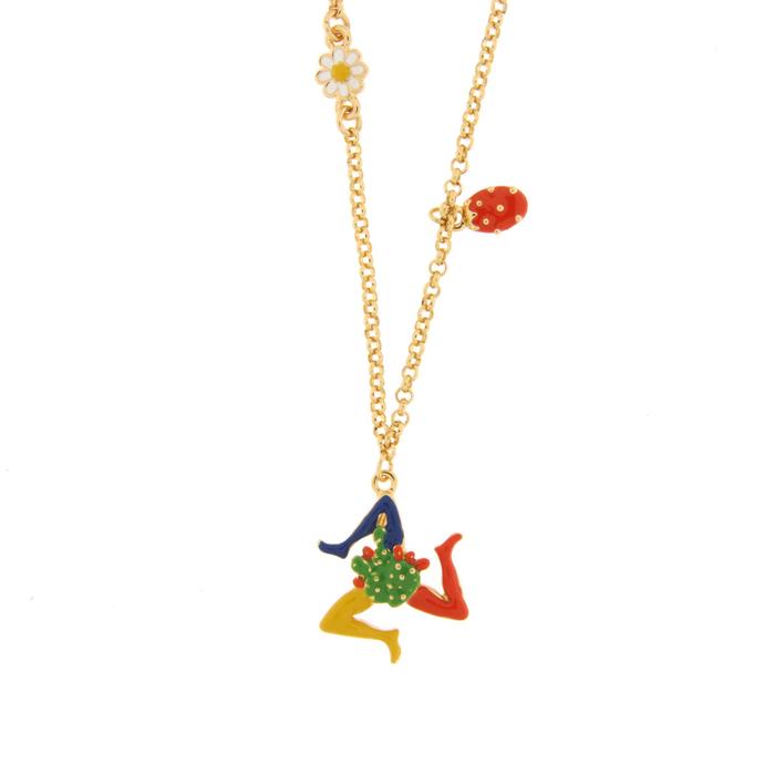 Collier en métal avec Trinacria et Cactus