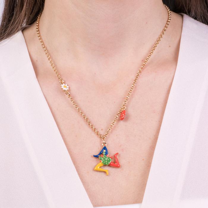 Collier en métal avec Trinacria et Cactus
