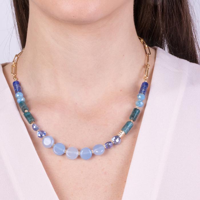 Collana in Metallo con cristalli blu