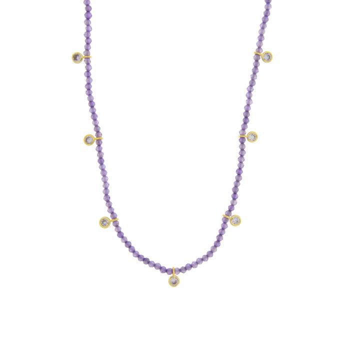 Collana in Metallo con pietre viola e zirconi