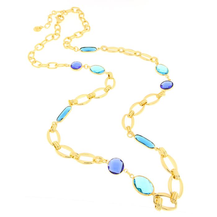 Collier en métal avec cristaux bleus