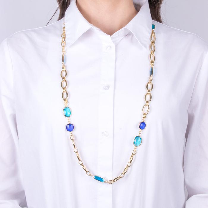 Collier en métal avec cristaux bleus
