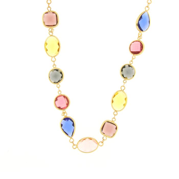 Collier en métal avec cristaux multicolores