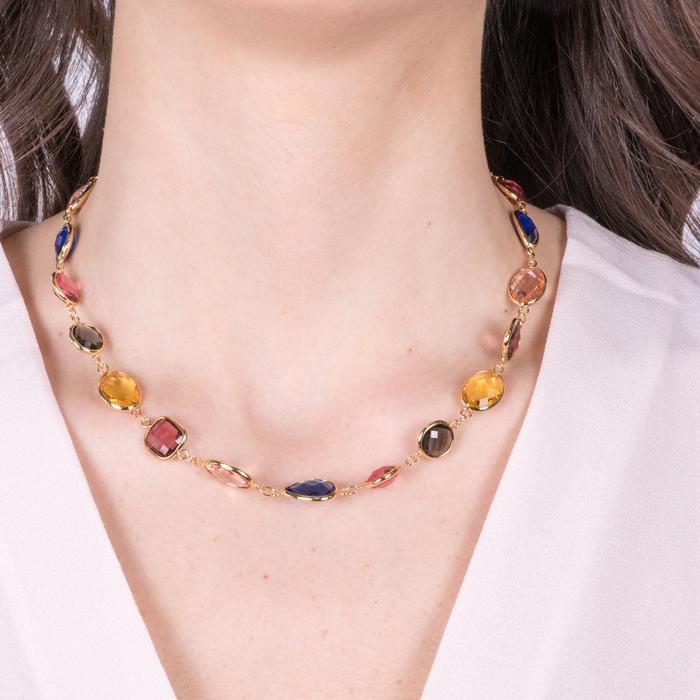 Collier en métal avec cristaux multicolores