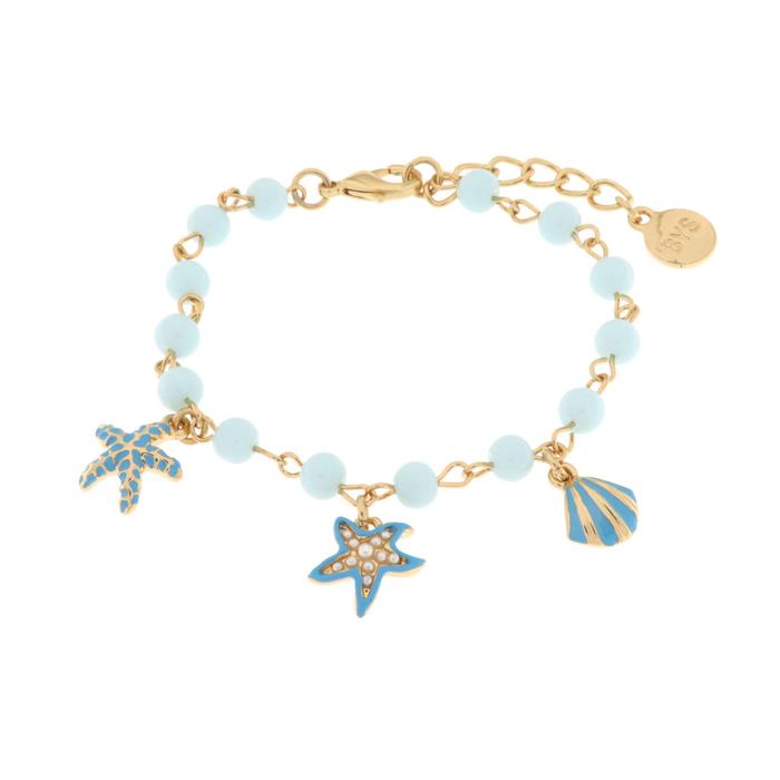 Bracelet en métal avec coquillage et étoile de mer