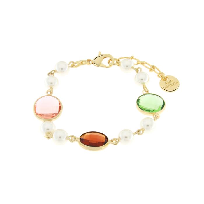 Bracelet en métal avec perles et cristaux