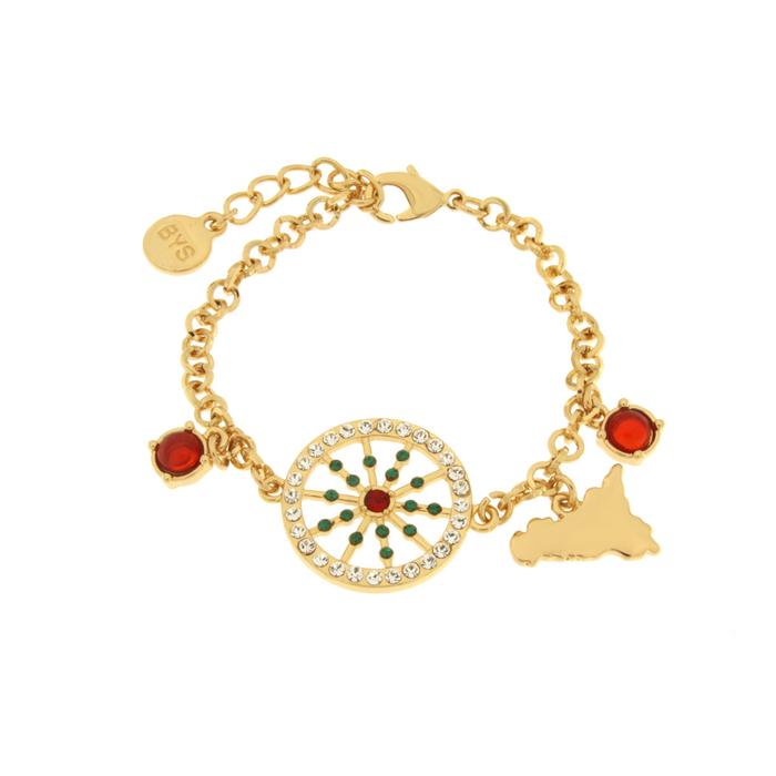Metal Bracelet with Wheel and Sicily