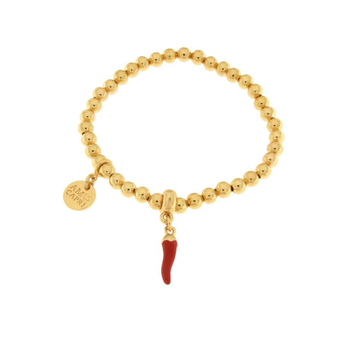 Metal Bracelet with Red Horn