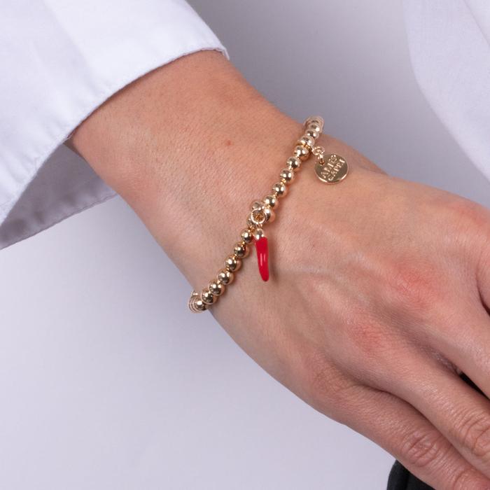 Metal Bracelet with Red Horn