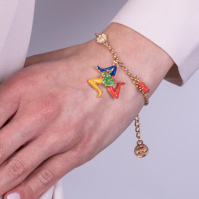 Bracciale in Metallo con trinacria e cactus