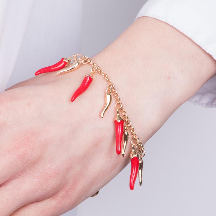 Metal Bracelet with Red and Gold Horns