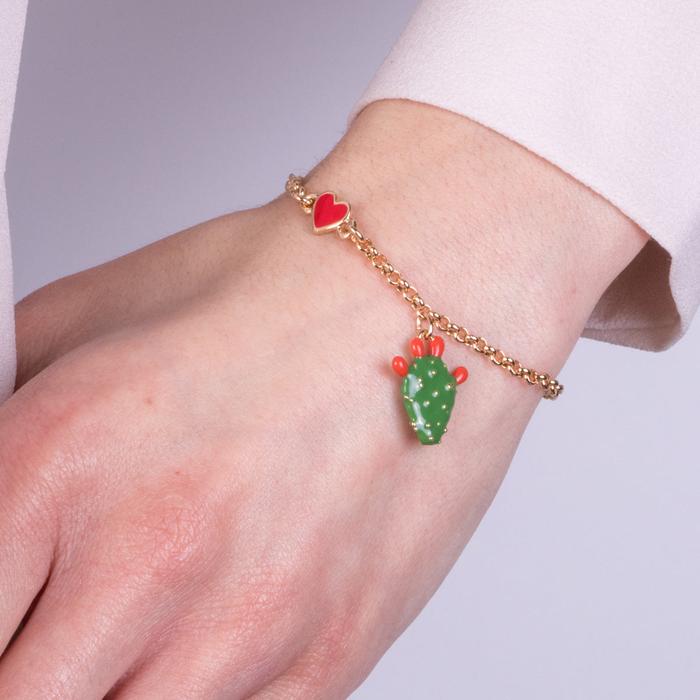 Bracelet en métal avec cactus
