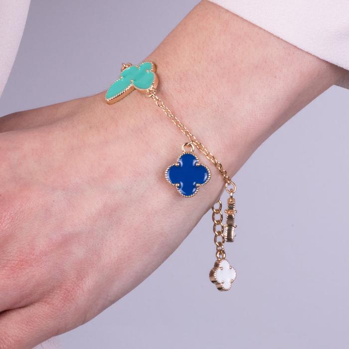 Bracciale in Metallo con farfalla, fiori e cuori colorati