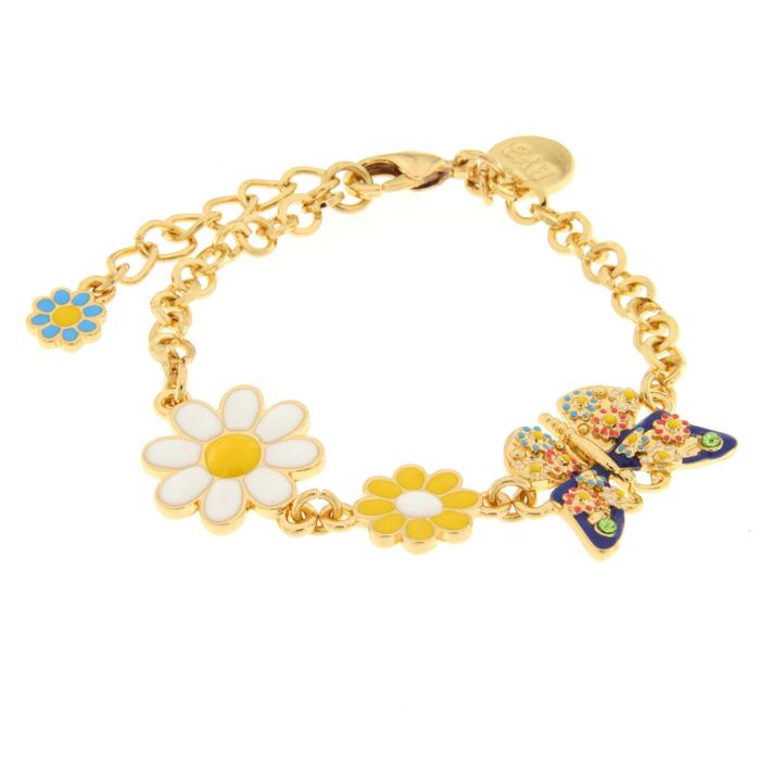 Bracciale in Metallo con farfalla colorata e margherite