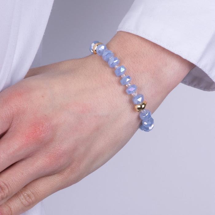 Bracciale in Metallo con sfere azzurre e dettagli dorati