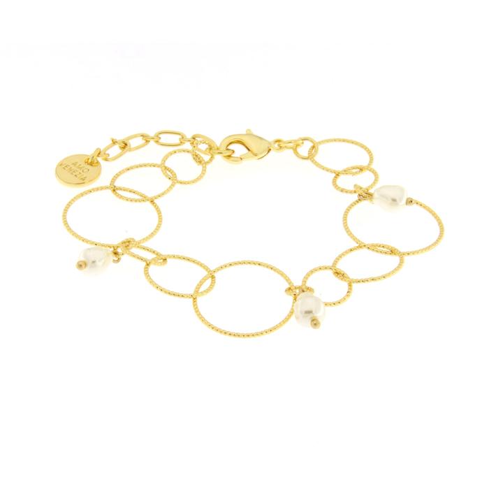 Bracelet en métal avec cercle et perles