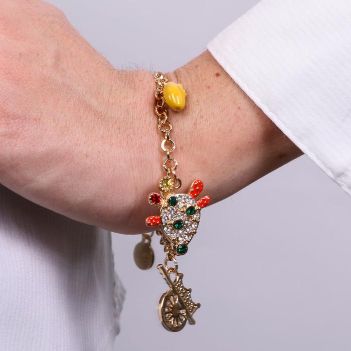 Bracciale in Metallo con ruota di carro limone e cactus zirconato