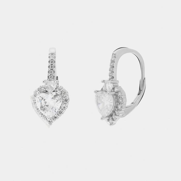 Orecchini in Argento 925 con cuore trasparente