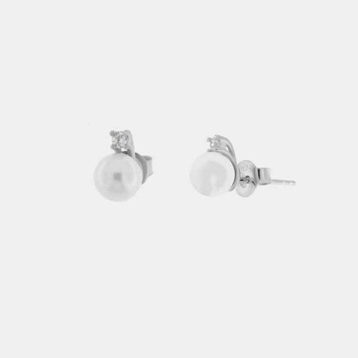 Boucles d'oreilles en argent 925 avec clous en perles
