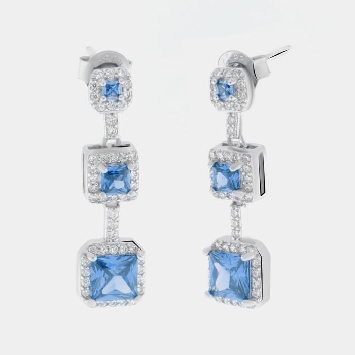 Orecchini in Argento 925  con zirconi azzurri