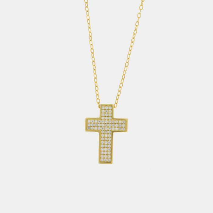 Collana in Argento 925 con croce impreziosita da zirconi