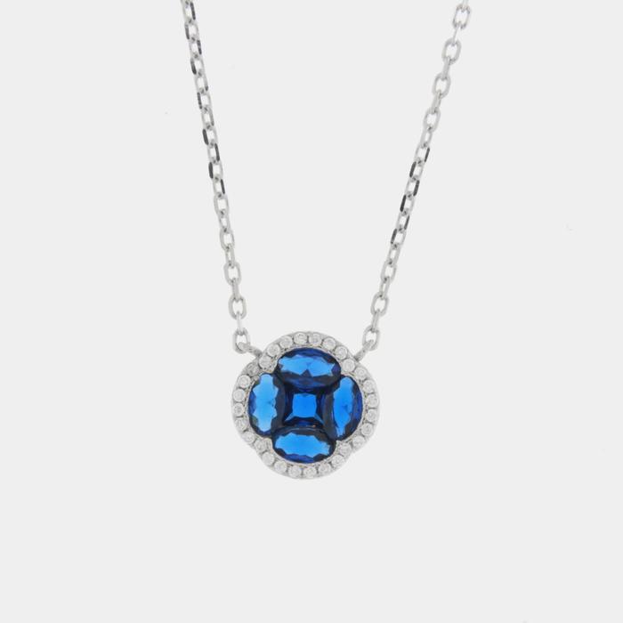 Collier en argent 925 avec pendentif en zircon bleu