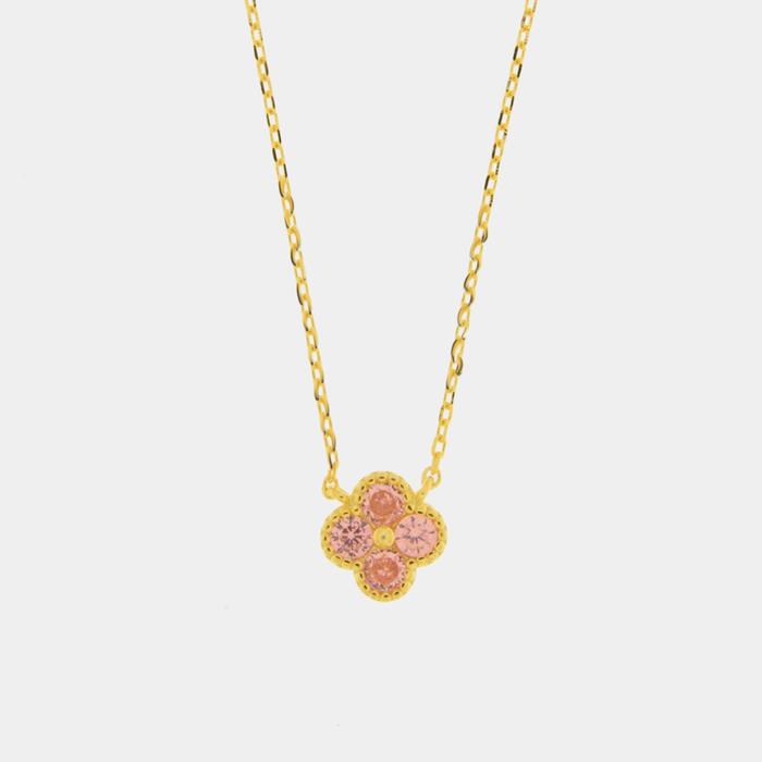 Collier en argent 925 avec fleur rose