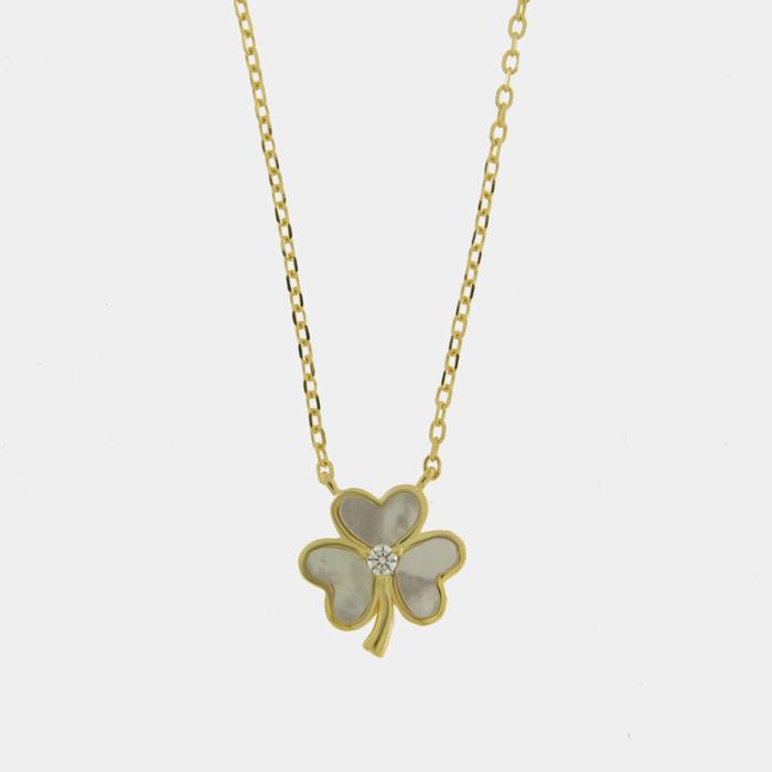 Collana in Argento 925 con trifoglio in madreperla