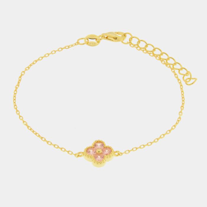 Bracelet en argent 925 avec fleur rose