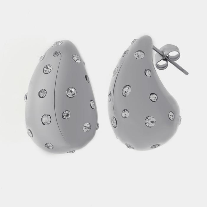 Boucles d'oreilles pendantes en acier avec points lumineux