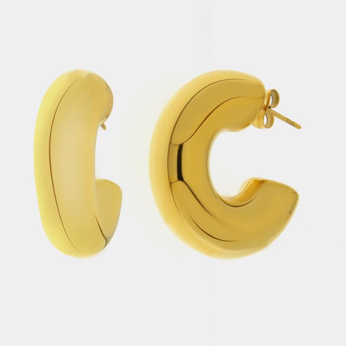 Boucles d'oreilles créoles lisses en acier plaqué or