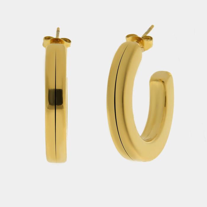 Boucles d'oreilles en acier demi-cercles écrasés
