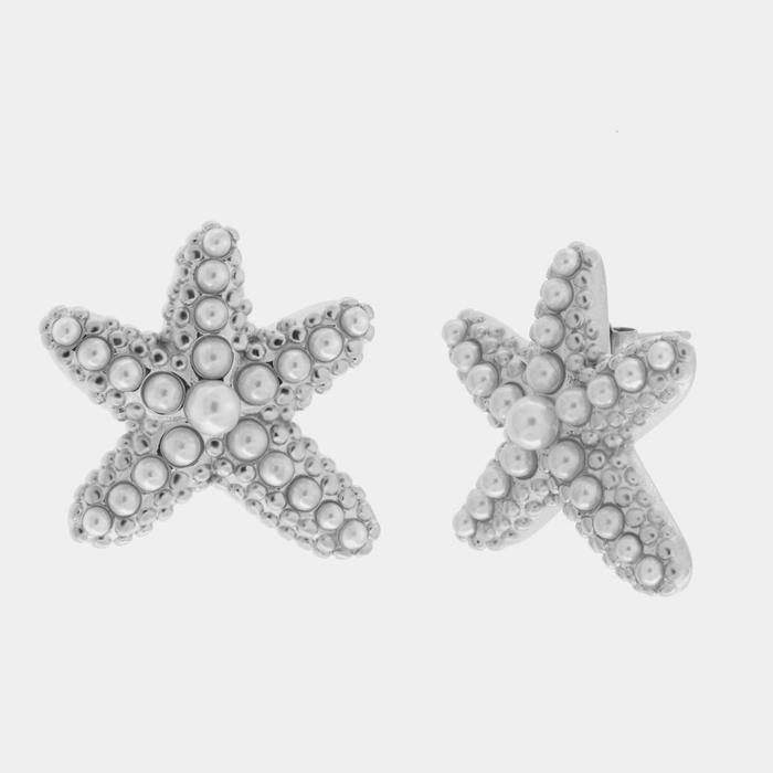 Orecchini in Acciaio  stella marina con perle