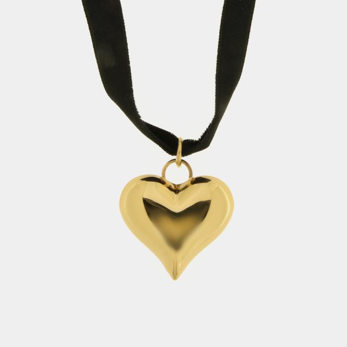 Collier en acier velours avec pendentif cœur