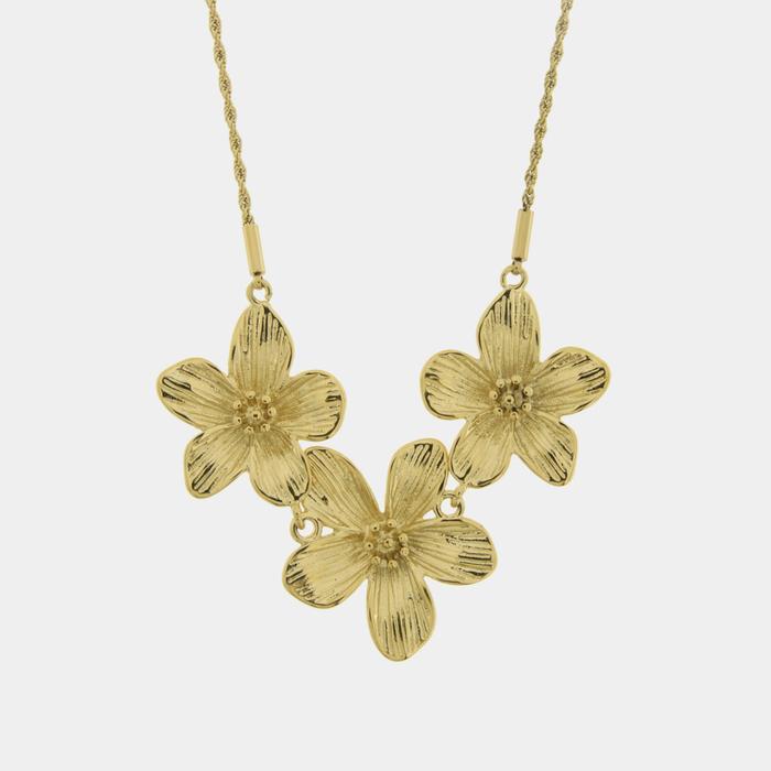 Collana in Acciaio fiori rigati
