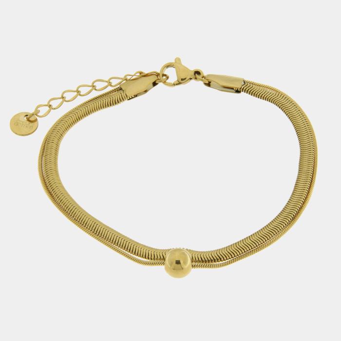 Bracciale in Acciaio doppia catena con sfera